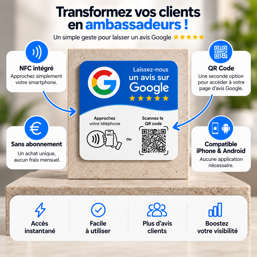 Carte NFC Avis Google TapReviews, mise en situation (vue 2)