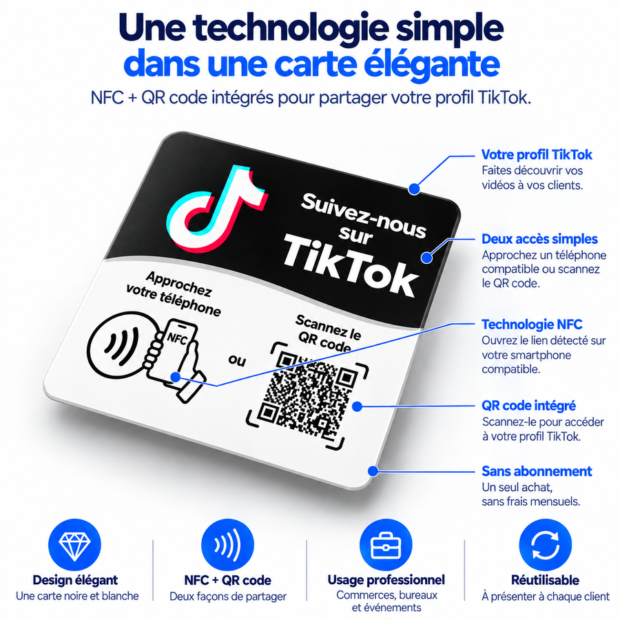 Carte NFC TikTok TapReviews, mise en situation (vue 3)