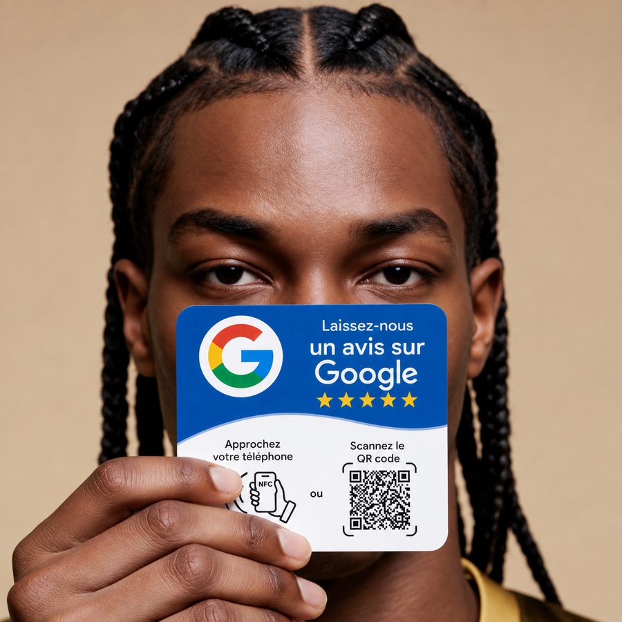 Carte NFC Avis Google TapReviews, mise en situation (vue 1)
