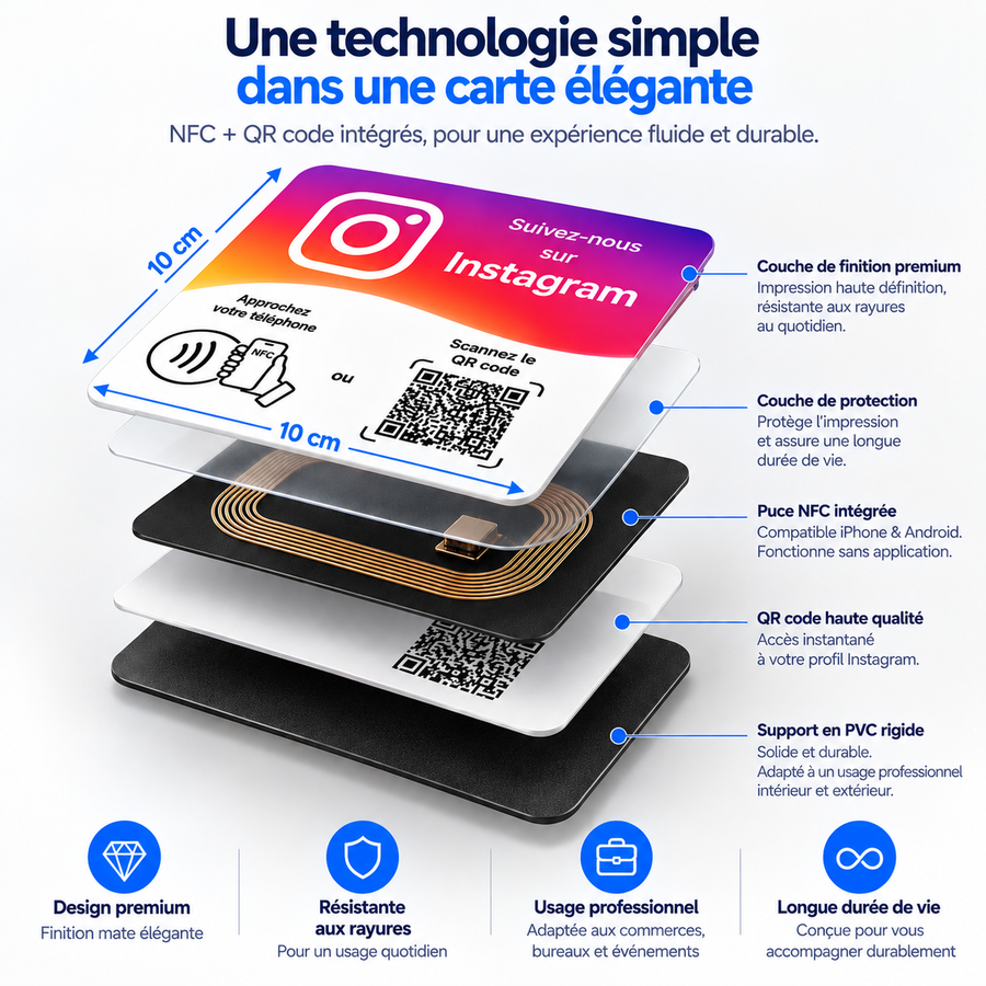 Carte NFC Instagram TapReviews, mise en situation (vue 3)