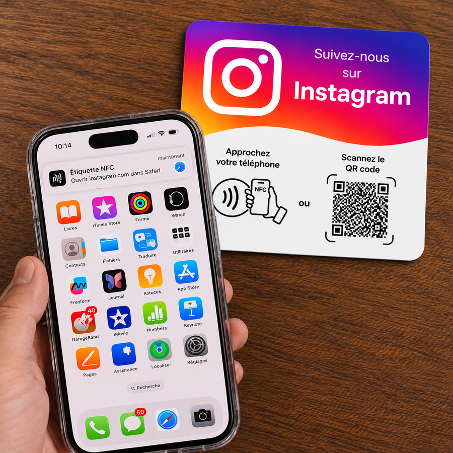 Carte NFC Instagram TapReviews, mise en situation (vue 1)